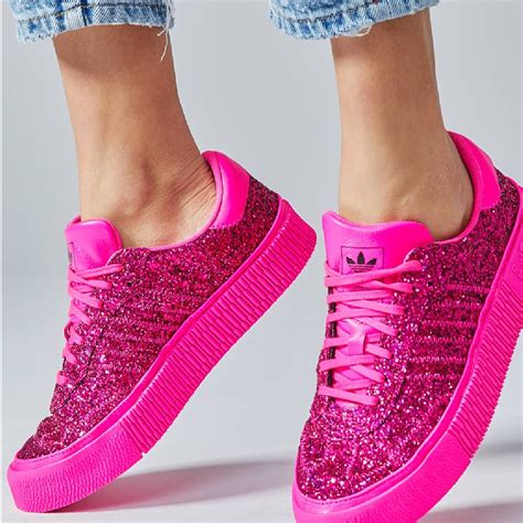 pink glitter sneakers for women.